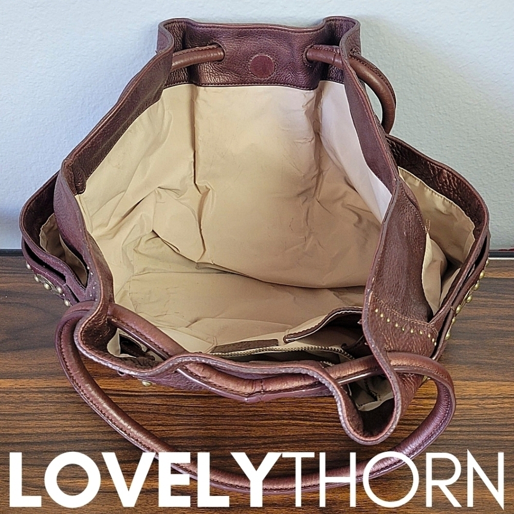 COLE HAAN // ltd ed buttery brown leather village paillette hobo bucket bag - Picture 7 of 16